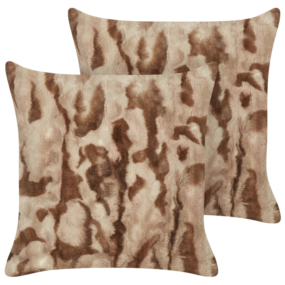 Set di 2 cuscini decorativi in pelliccia sintetica marrone 45 x 45 cm divano