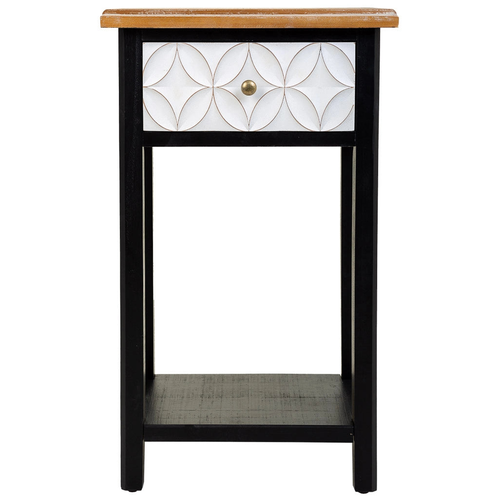 Comodino in legno con 2 cassetti e 1 ripiano 48x35x82