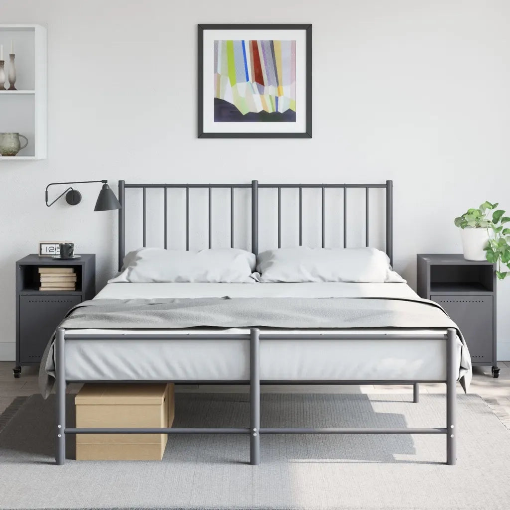 Comodini 2 pz-Set di 2 Tavolino da notte Antracite 36x39x59 cm in Acciaio
