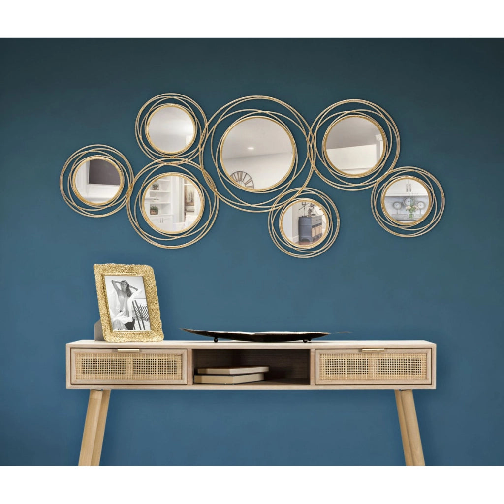 Decorazione in Metallo 3D Cerchi 23, Oro, Metallo, 124,5x4x53,5 cm