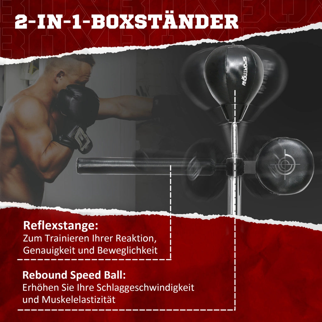 Punchingball regolabile in altezza, 360¡ã girevole, con fasce da boxe, Nero ¨C zephmum ¨C 80.5x48x163-205 cm