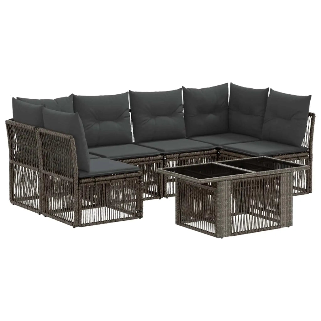 Set Divano da Giardino 7 pz Grigio polyrattan 3436439