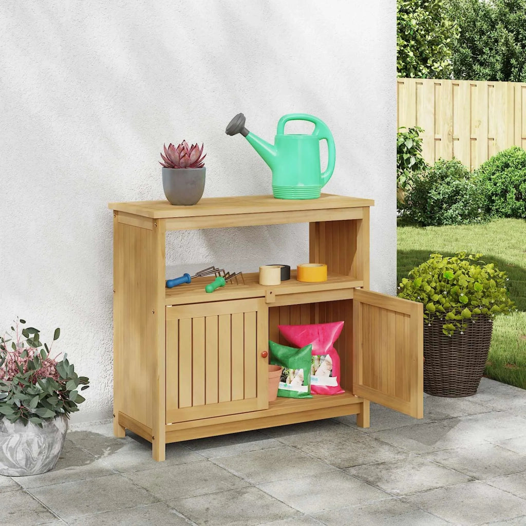 Tavolo consolle da giardino Acacia chiaro 80 x 35 x 75 cm