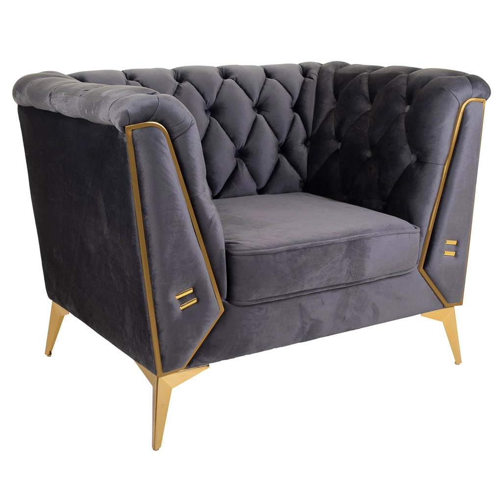 Poltrona imbottita grigia 104x72x75h