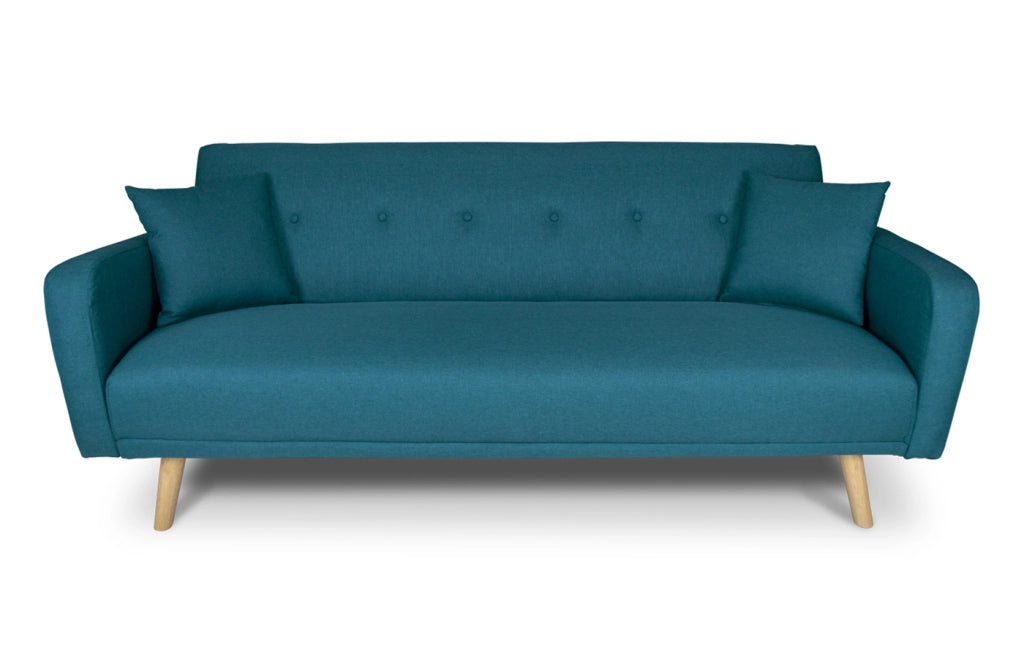 Divano letto clic clac in tessuto blu petrolio, divano 3 posti - Henry - DL-HE27FBC