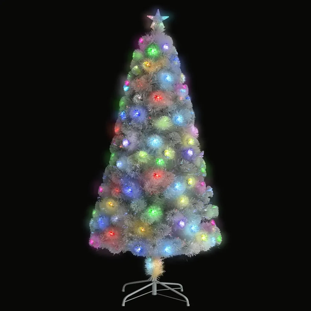Albero Natale Artificiale con LED Bianco 120 cm Fibra Ottica