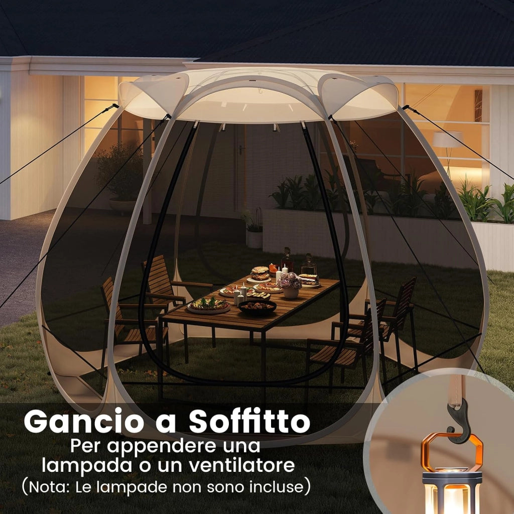 Tenda a Rete Pop Up per 4-6 Persone, 310 x 270 CM, Tenda da Campeggio Pieghevole con Zanzariera, Borsa Portatile, per Famiglie, Campeggio e Giardino