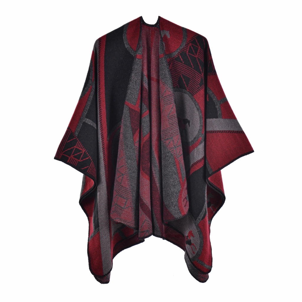 Mantella da donna in cashmere spesso con spacco