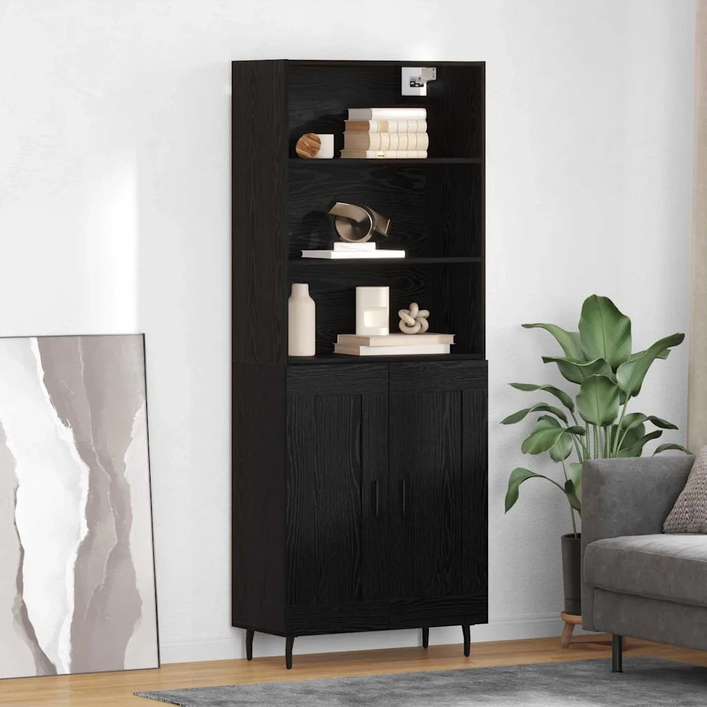 Credenza-Buffet-Armadio da cucina Rovere Nero 69,5 x 34 x 180 cm 821282