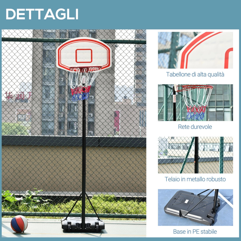 Canestro da Basket Interno Esterno Regolabile ¨C zephmum ¨C Struttura Metallo Base Riempibile 175-215cm