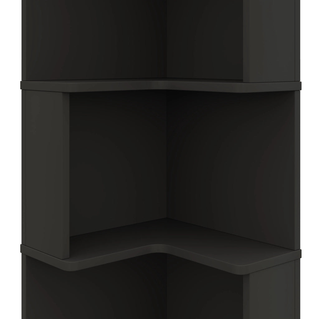 Libreria angolare a L in MDF con strisce LED controllate da app, 63,5 x 45 x 175 cm, colore nero
