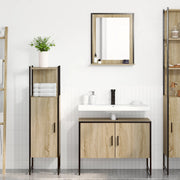 Set di Mobili da Bagno  in 3 Pezzi Rovere Chiaro Legno Ingegnerizzato