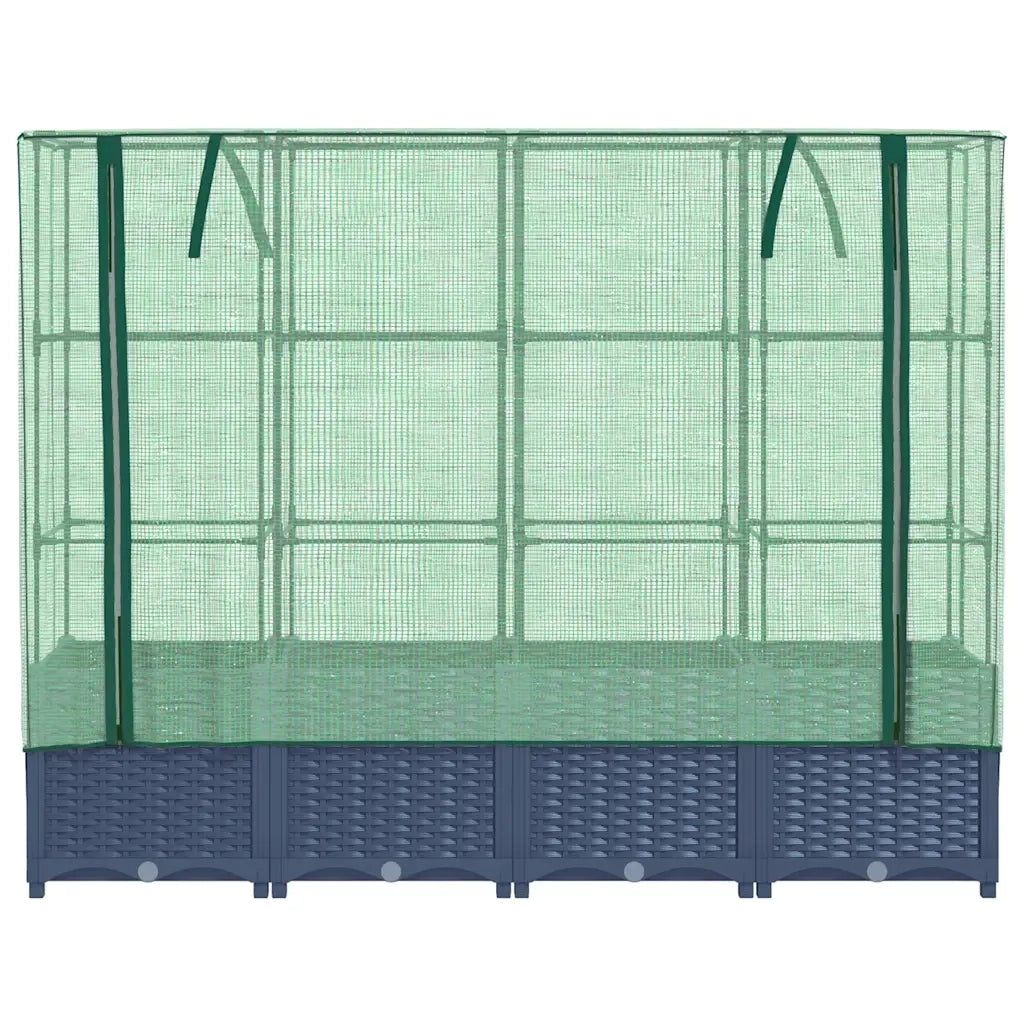Letto rialzato con copertura per serra effetto rattan 160x40x138 cm 4015830