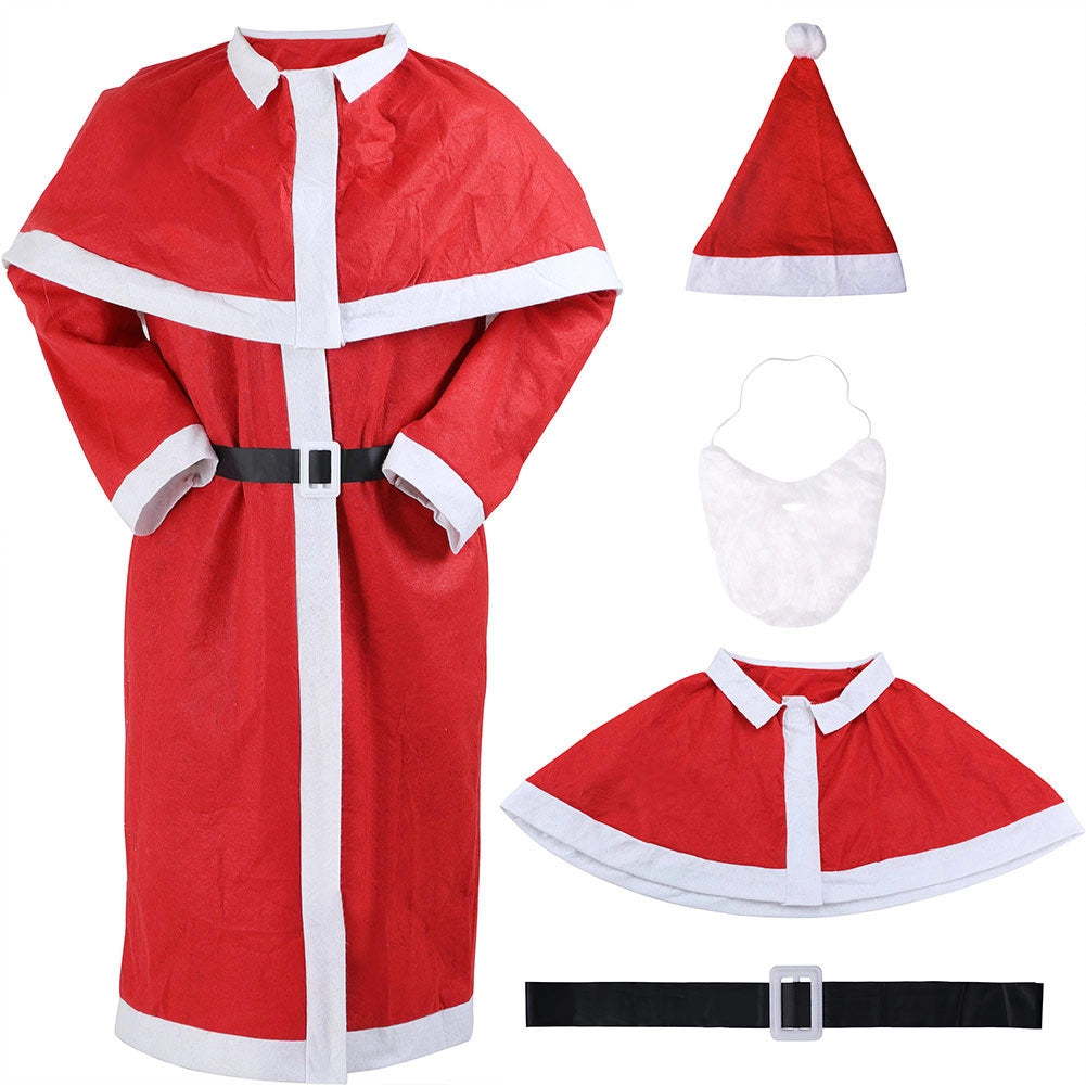 Costume Completo Babbo Natale per Adulti Uomo Travestimento Resistente e Comodo