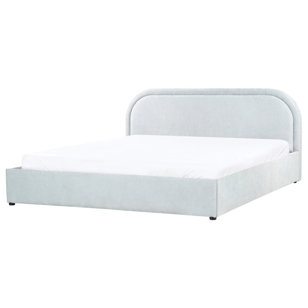 Letto matrimoniale EU Azzurro Tessuto di ciniglia 180 x 200 cm Struttura imbottita con contenitore