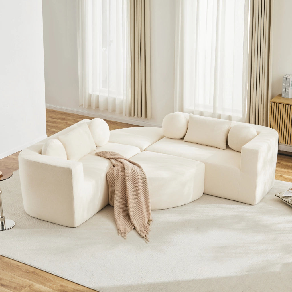 Divano Letto Modulare ¨C Xylo ¨C Chenille Beige, 292x165x68 cm