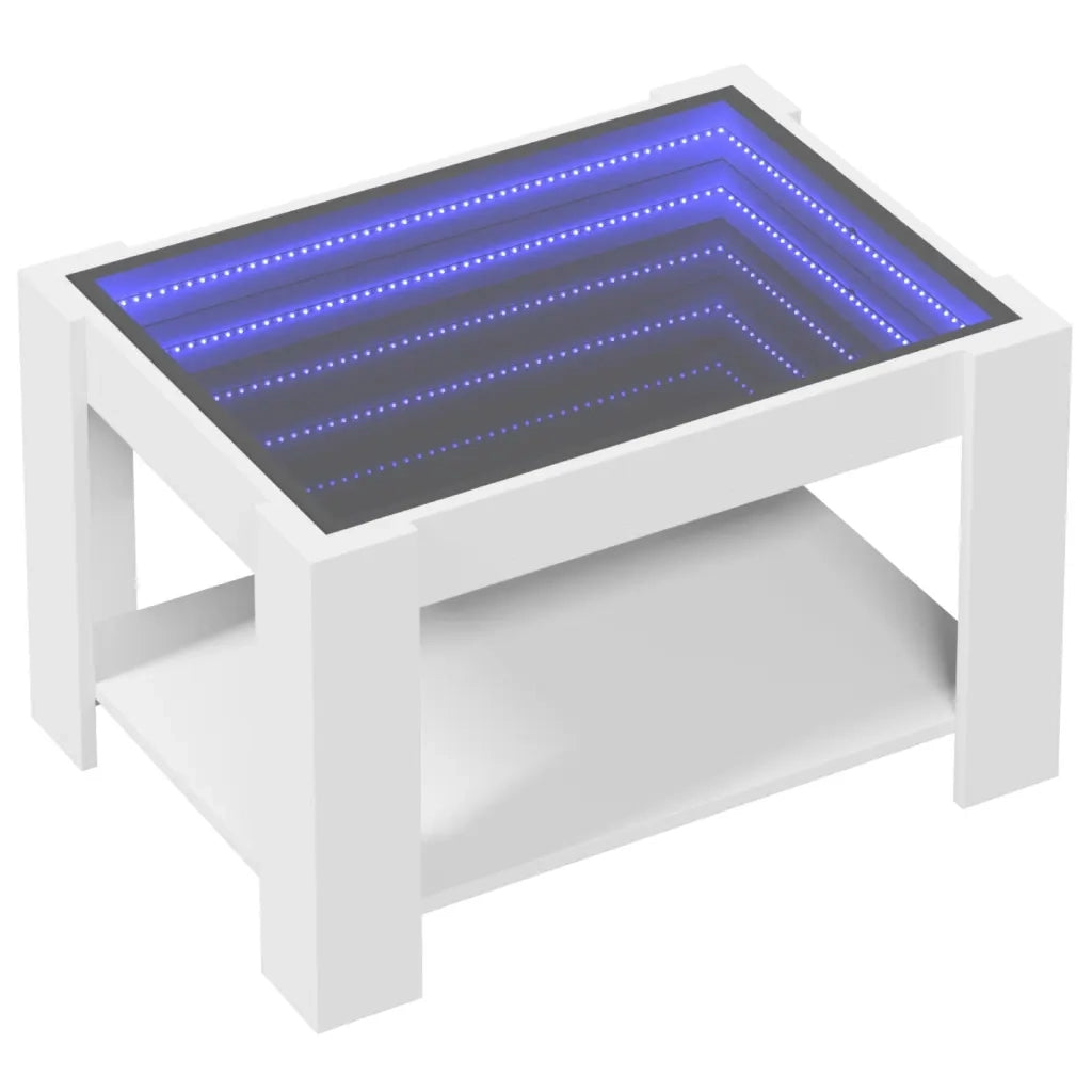 Tavolino Salotto con LED Bianco 73x53x45 cm Legno Multistrato 847546