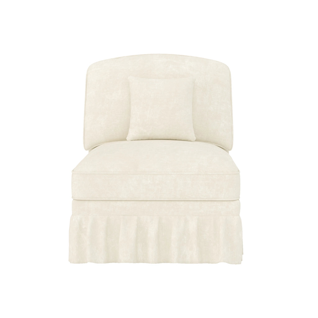 Divano in chenille bianco con rivestimento removibile e cuscino incluso