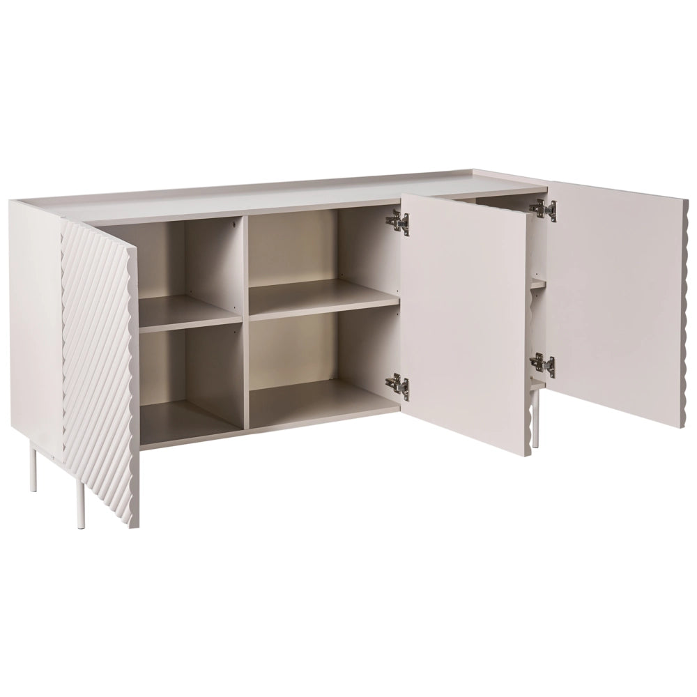 Credenza a 3 ante MDF beige chiaro con gambe in metallo Design moderno Camera da letto Soggiorno