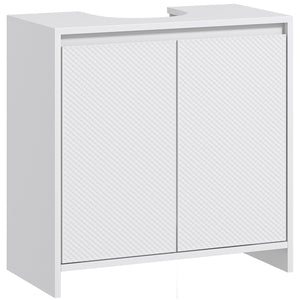 Mobile Sottolavello da Bagno 60x30x60cm 2 Ante Decorate Bianco