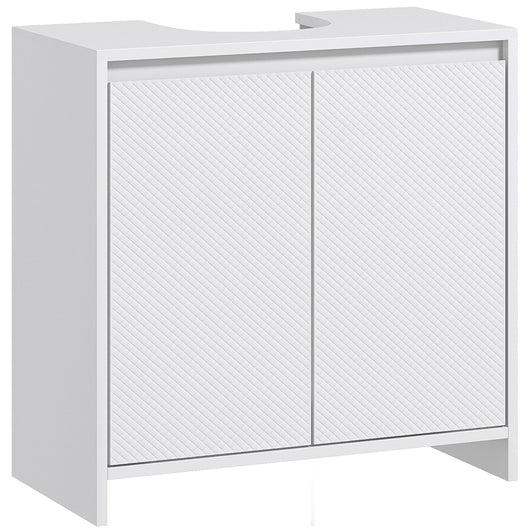 Mobile Sottolavello da Bagno 60x30x60cm 2 Ante Decorate Bianco