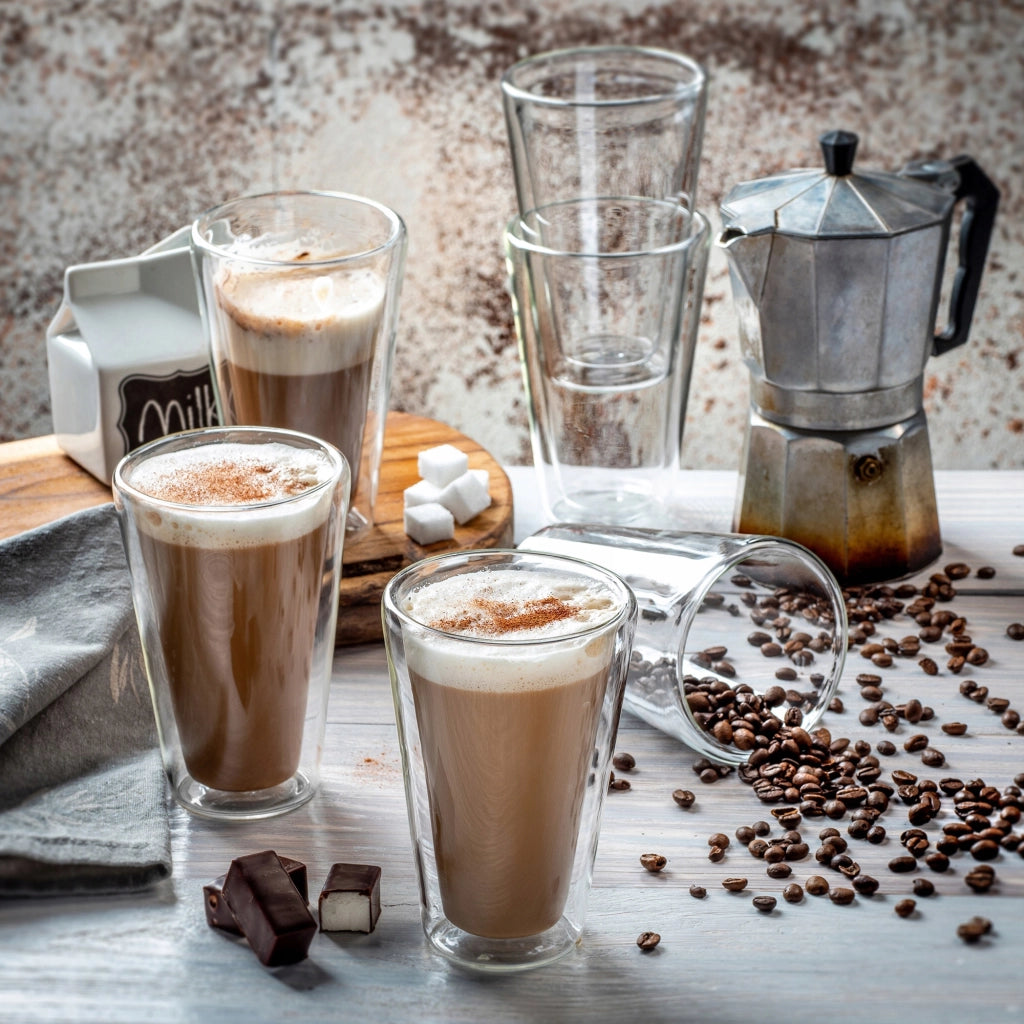 KADAX Set di 6 grandi bicchieri termici a doppia parete per caffè, tè e latte, 470 ml