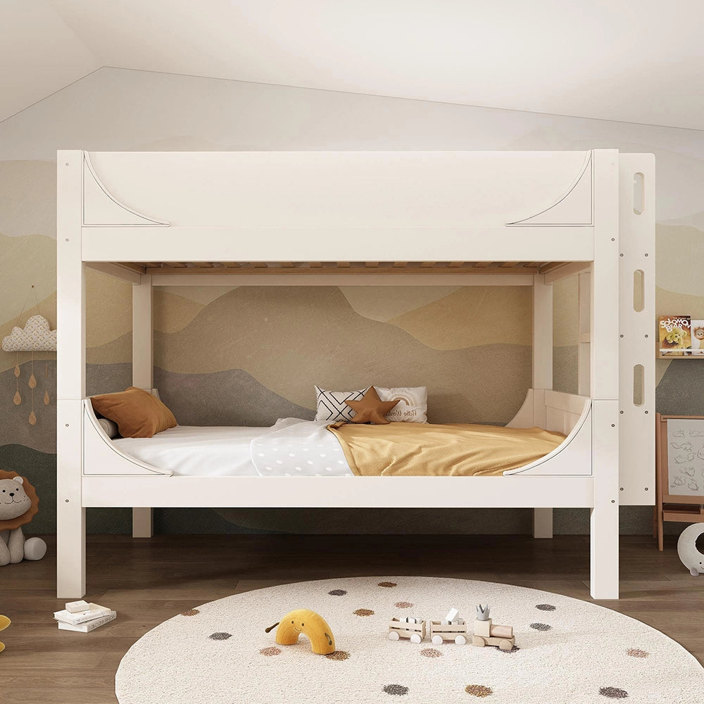 Letto a castello separabile-Xylo-90x200cm, scala flessibile, design slitta, bianco