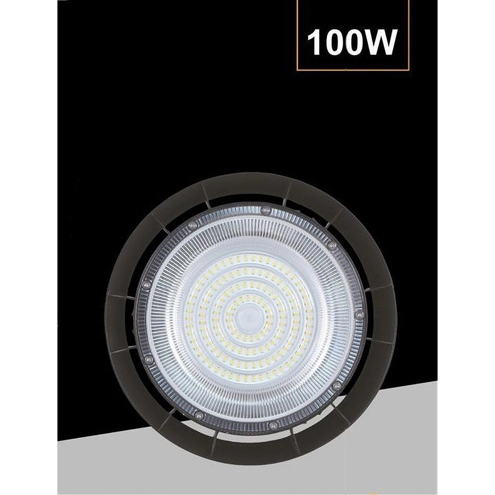 Trade Shop - Faretto Led Ufo Lampada A Sospensione 100 Watt Ip65 Luce Naturale 4000k He-100w -
