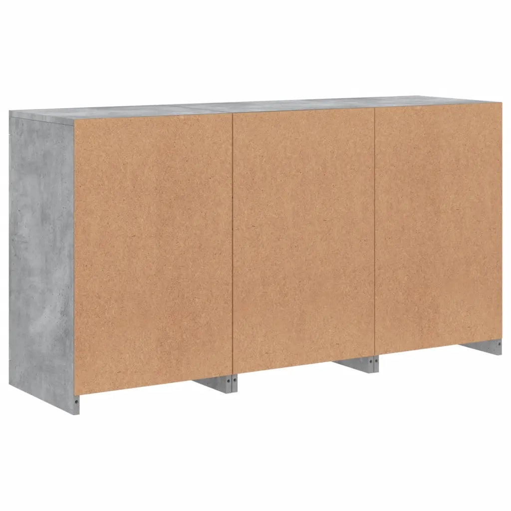 Credenza con Luci LED-Buffet-Armadio da cucina Grigio Cemento 123x37x67 cm 618040