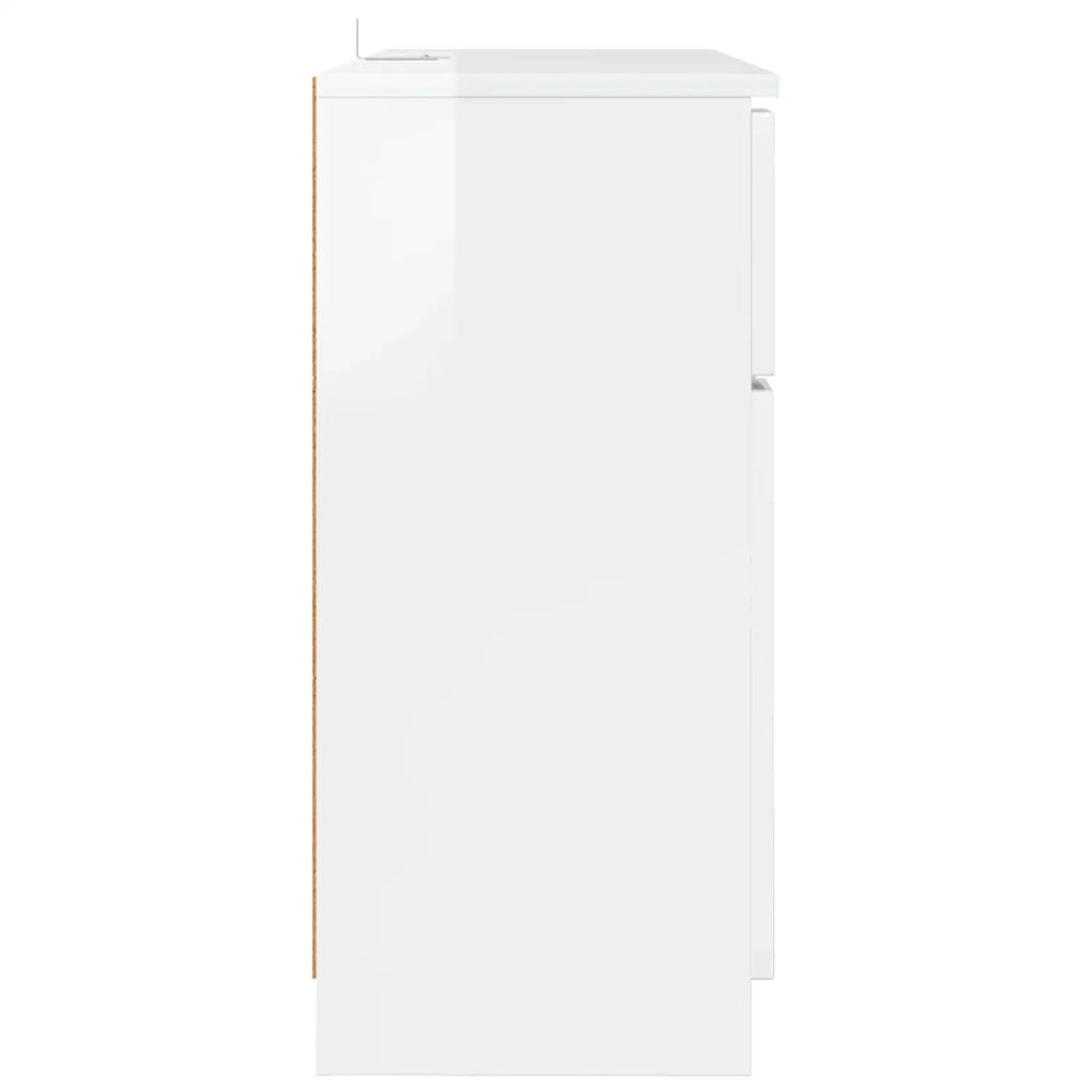 Credenza Bianco Lucido 100 x 30 x 65,6 Legno multistrato 888791