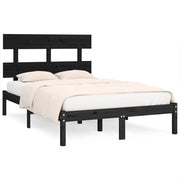 Letto matrimoniale | Letto per adulti | Giroletto Nero in Legno Massello 140x190 cm