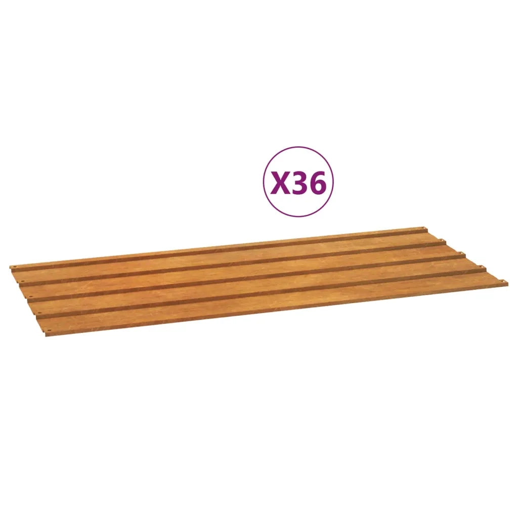 Pannelli per Tetti 36 pz Ruggine 100x44 cm in Acciaio Corten 3100508