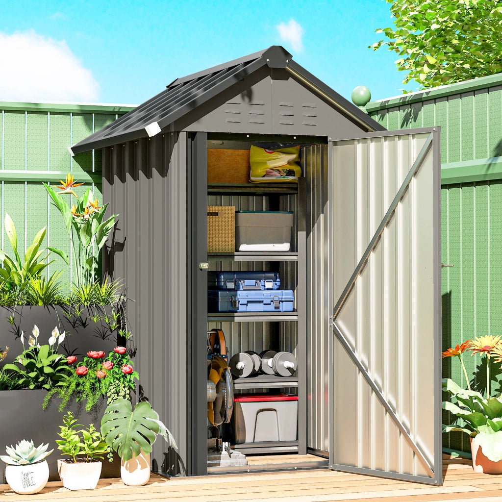 Casetta da giardino in metallo ¨C Zephmum ¨C Grigio 122x121x192 cm