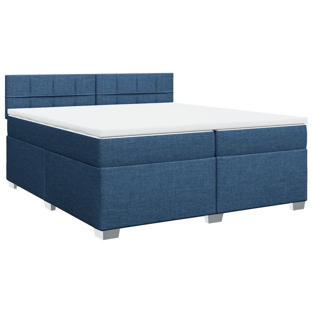 Giroletto a Molle con Materasso Blu 200x200 cm in Tessuto