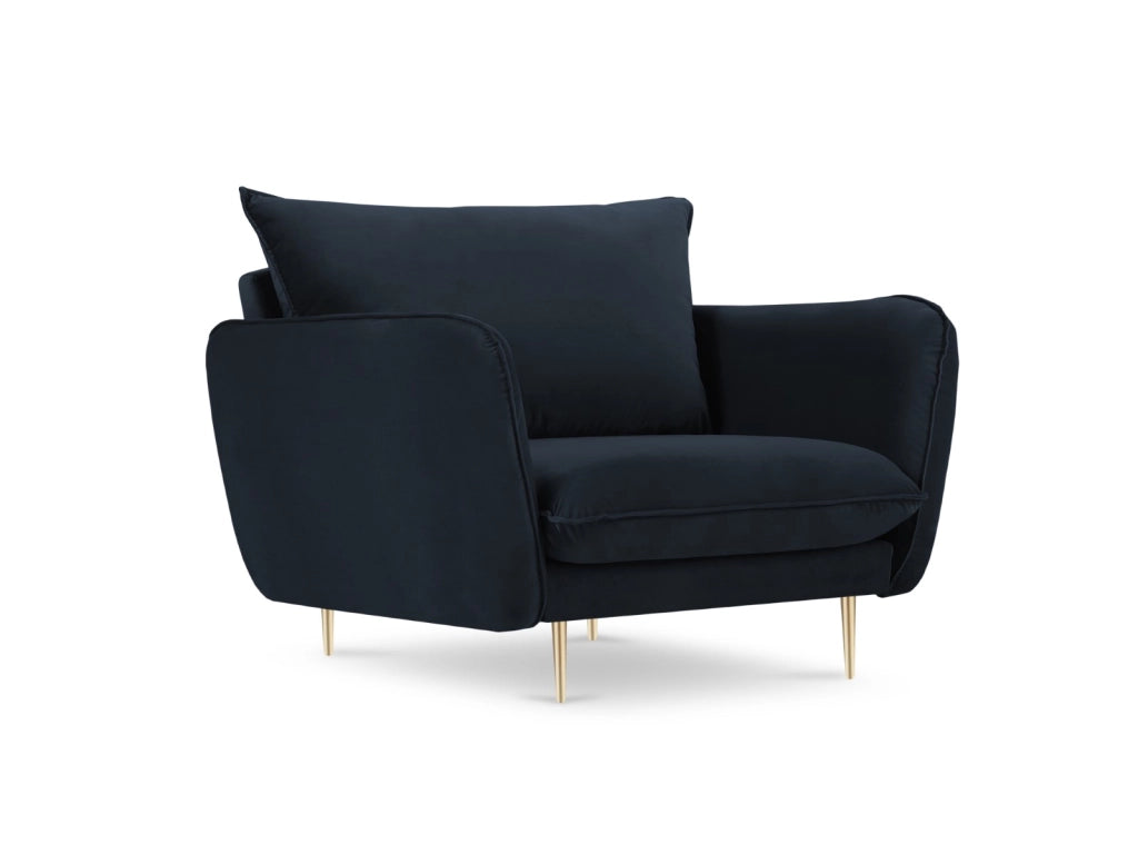 Cosmopolitan Design - Poltrona "Vienna" in velluto blu scuro 
