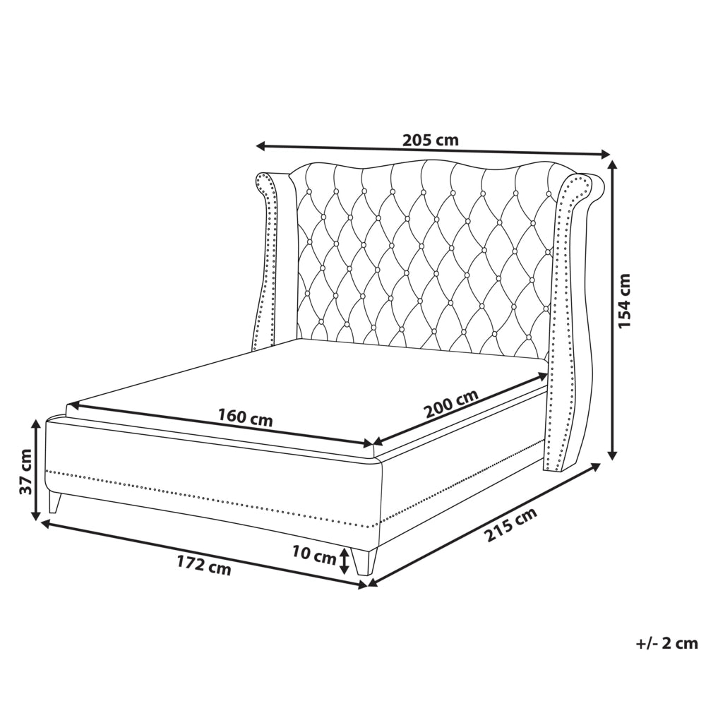 Letto 160 x 200 cm Velluto Nero Base A Doghe Bottone Testiera Trapuntata Testata