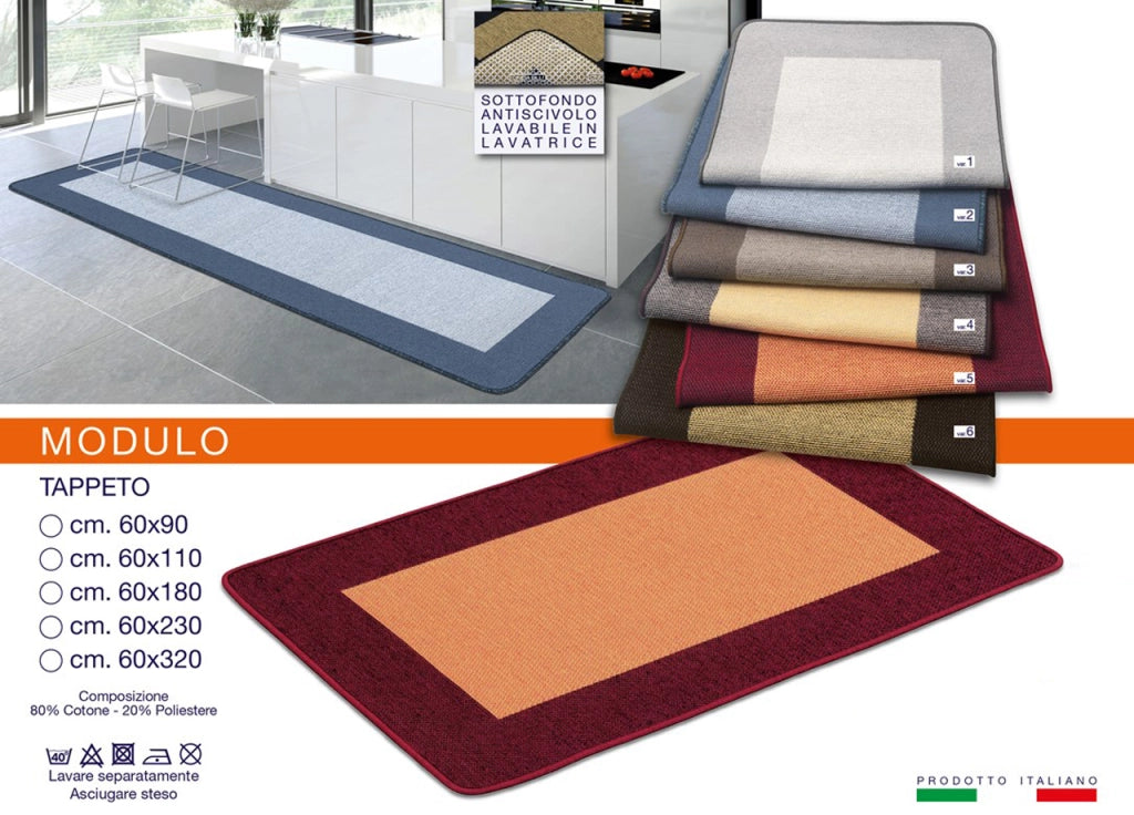 Tappeto Retro Antiscivolo Made Italy Pelo Corto Disegno Modulo Modello O.B. - 45X60 - Var. 3