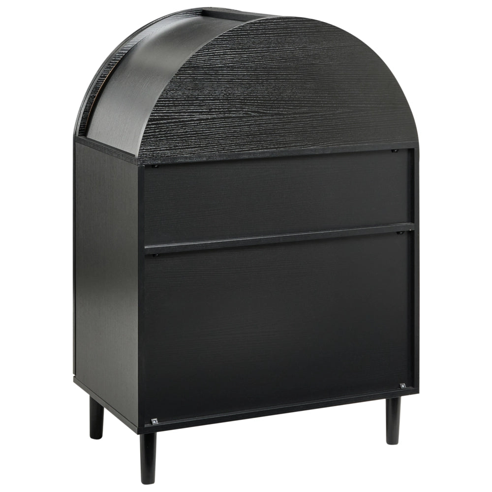 Scarpiera a 4 ripiani in MDF con frontali in rattan per 16 paia di scarpe per l'ingresso stile boho nero