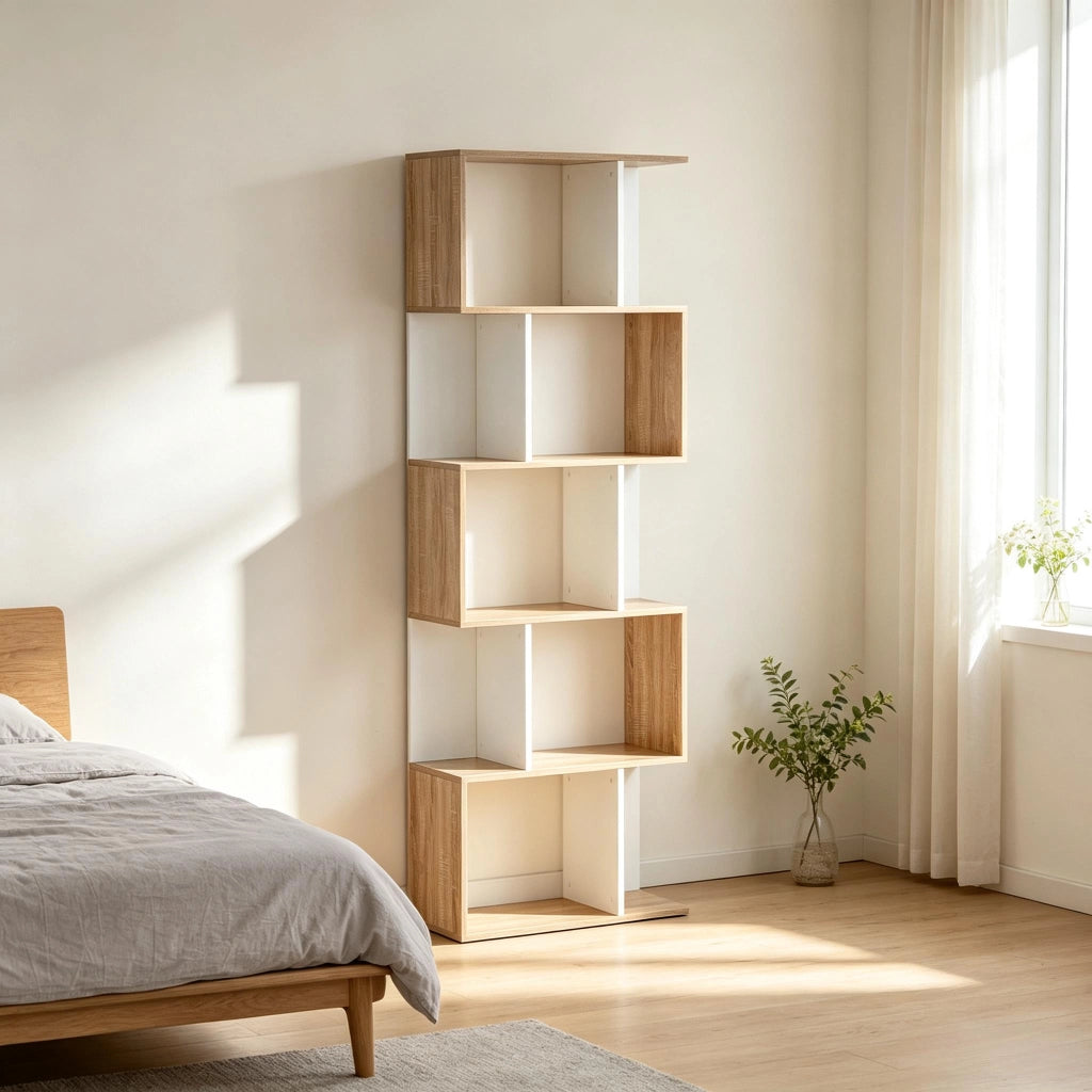 LIBRERIA S a 5 ripiani 60x24x184,5 cm Rovere/Bianco