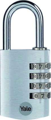 Yale LUCCHETTO DI SICUREZZA CON COMBINAZIONE mm. 28  Corpo alluminio - Arco acciaio  Col. Argento