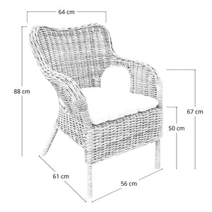Poltrona sedia da giardino Kariba in rattan color grigio con cuscino in omaggio