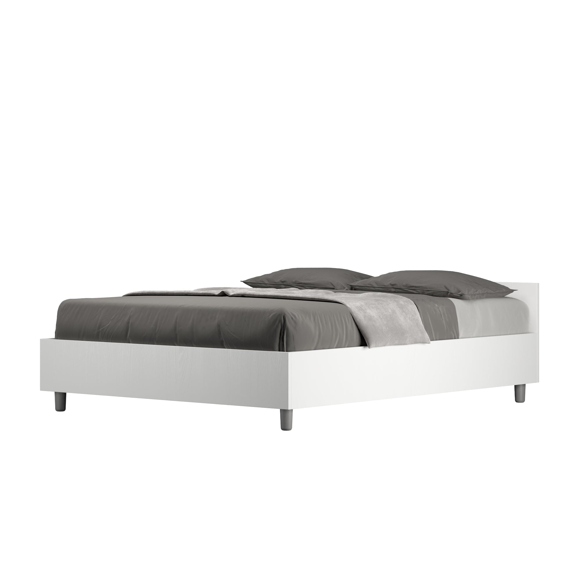 BS COM Letto matrimoniale francese senza rete 140x200 bianco frassino