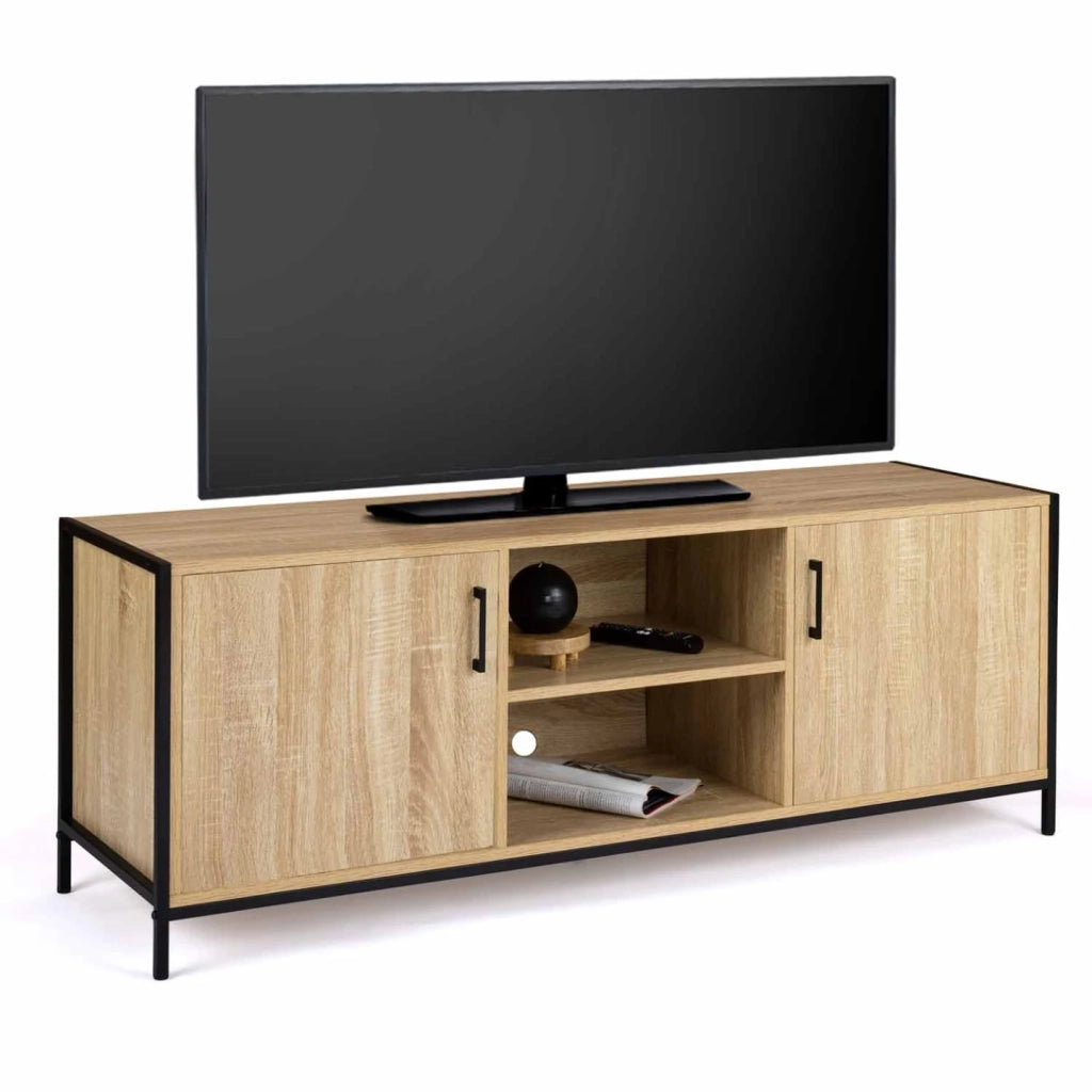 IDMarket - Porta TV di design industriale a 2 ante 140 cm DETROIT