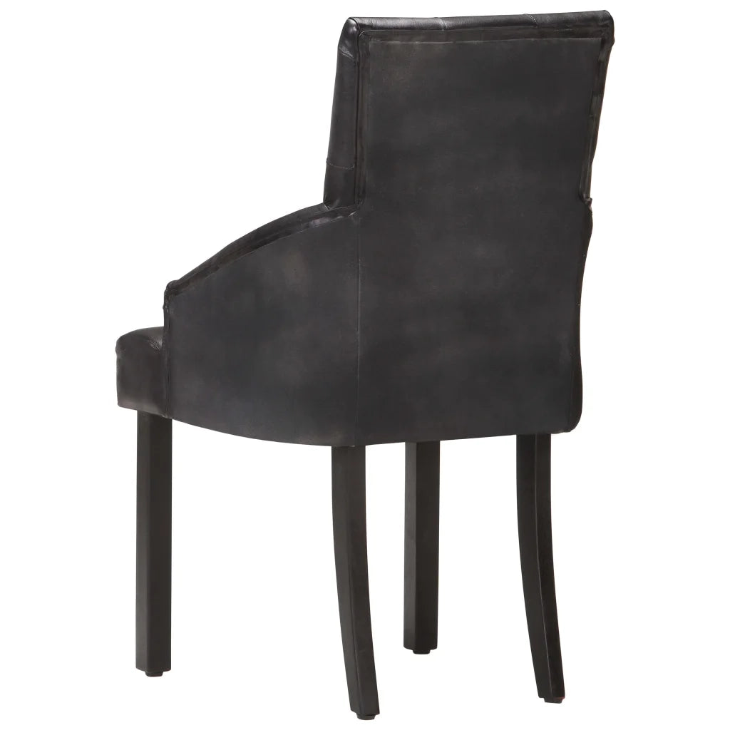 Sedie da Pranzo 4 pz Nere in Vera Pelle di Capra 3056699
