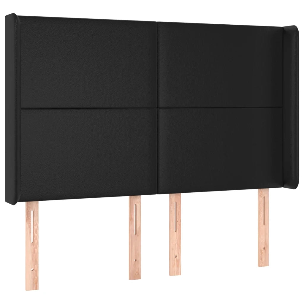 Testiera | Testata a LED Nera 147x16x118/128 cm in Similpelle