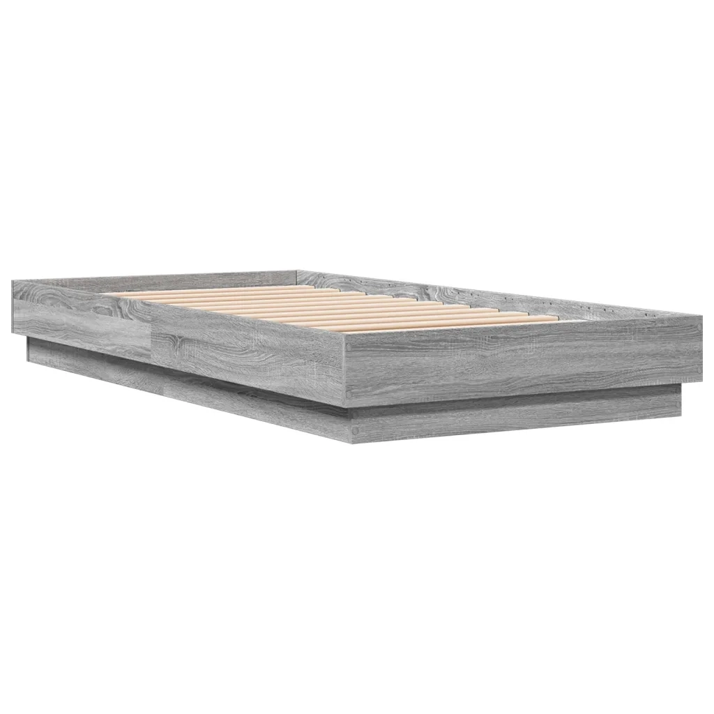 Letto singolo | Letto per adulti | Giroletto con LED Grigio Sonoma 75x190 cm