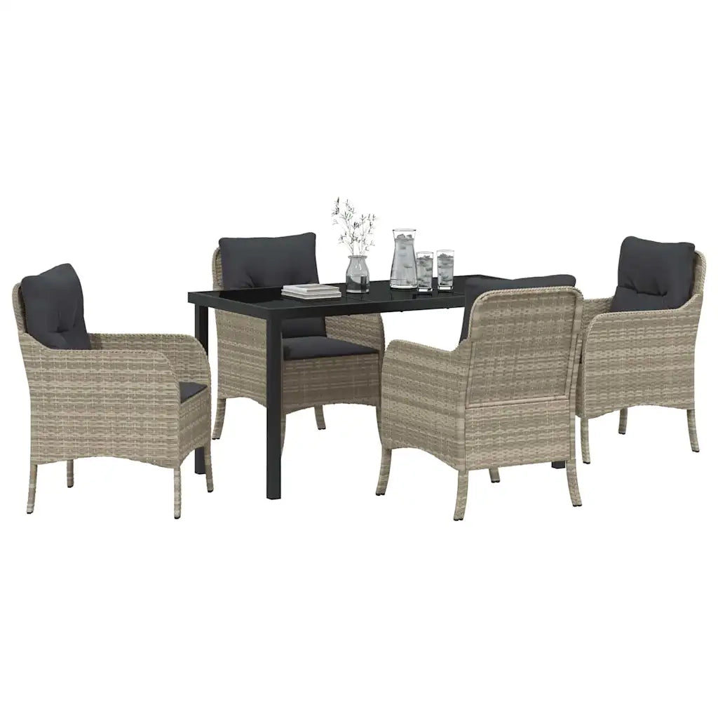 Set da Pranzo per Giardino 5 pcs Grigio chiaro polyrattan
