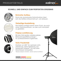 Softbox Studio Striplight 22 x 90 cm, sagomatore di luce girevole a 360°, con funzione ombrello, incluso griglia, maschera, adattatore Bowens e borsa, per fotografia di prodotti e persone