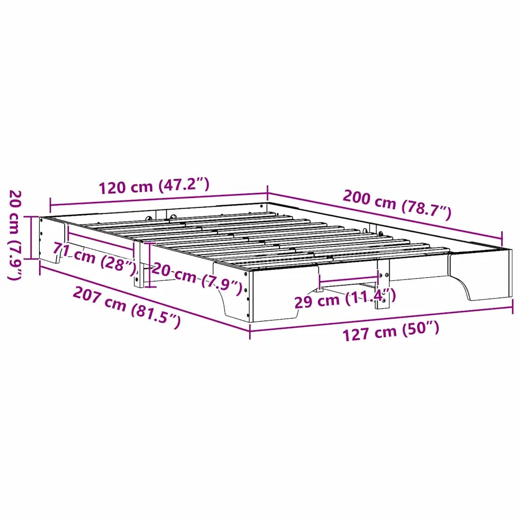 Struttura del letto Marrone cerato 120 x 200 cm Pino massello 872865