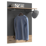 Porta abiti con mensola – Grigio antracite e rovere chiaro – SELMA